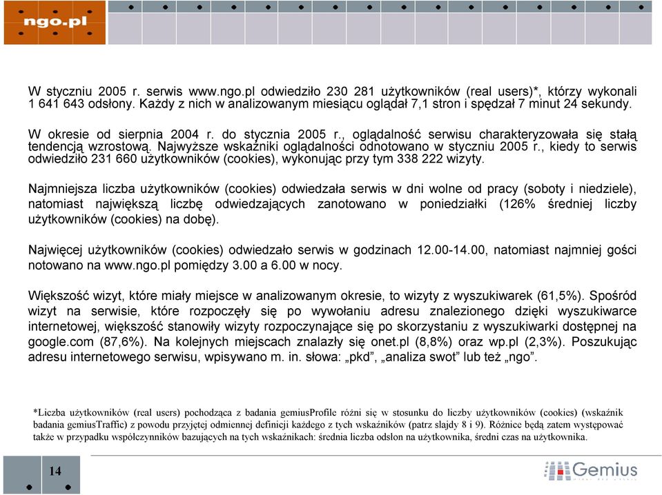 , oglądalność serwisu charakteryzowała się stałą tendencją wzrostową. Najwyższe wskaźniki oglądalności odnotowano w styczniu 2005 r.