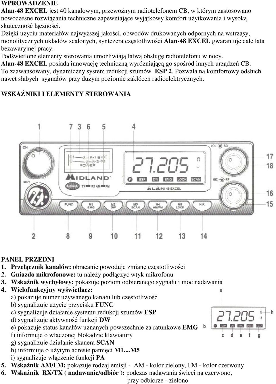 Podwietlone elementy sterowania umoliwiaj łatw obsług radiotelefonu w nocy. Alan-48 EXCEL posiada innowacj techniczn wyróniajc go sporód innych urzdze CB.