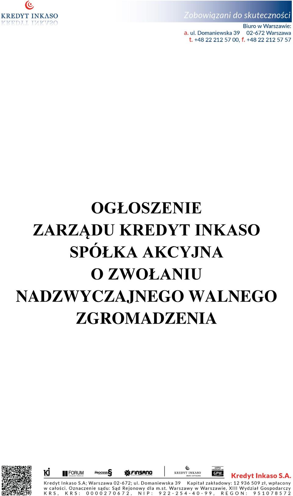 AKCYJNA O ZWOŁANIU