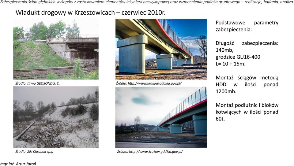 Źródło: firma GEOSOND S. C. Źródło: http://www.krakow.gddkia.gov.