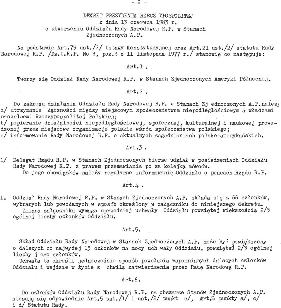Art.2 e Do zakresu działania Oddziału Rady Narodowej R.P.