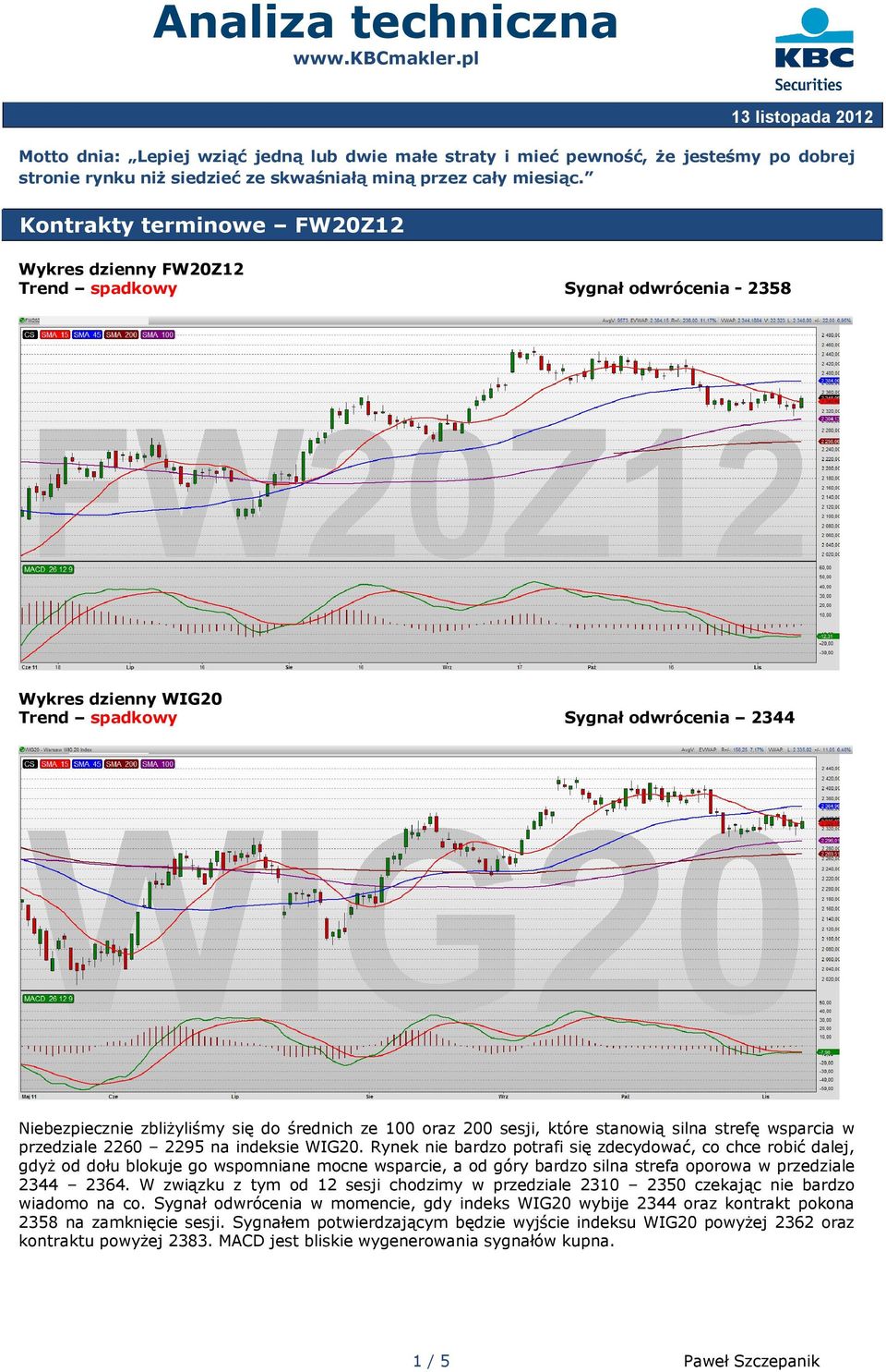 stanowią silna strefę wsparcia w przedziale 2260 2295 na indeksie WIG20.