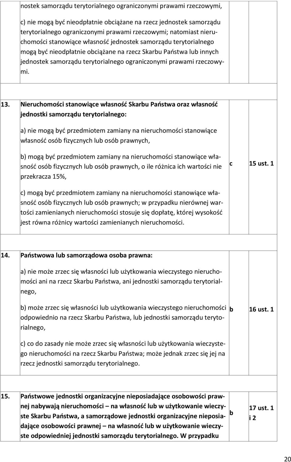 Nieruhomośi stnowiąe włsność Skru Pństw orz włsność jednostki smorządu terytorilnego: ) nie mogą yć przedmiotem zminy n nieruhomośi stnowiąe włsność osó fizyznyh lu osó prwnyh, ) mogą yć przedmiotem