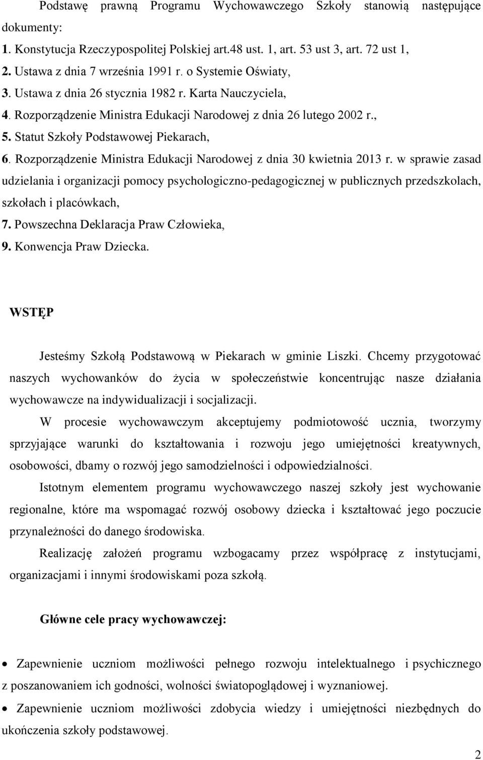 Rozporządzenie Ministra Edukacji Narodowej z dnia 30 kwietnia 2013 r.