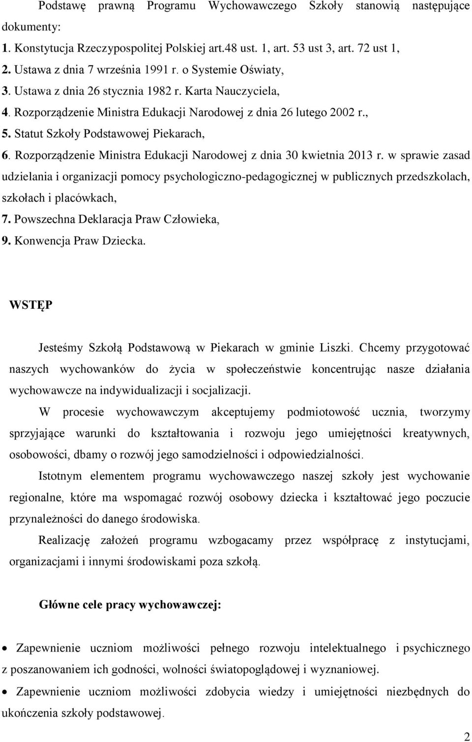 Rozporządzenie Ministra Edukacji Narodowej z dnia 30 kwietnia 2013 r.