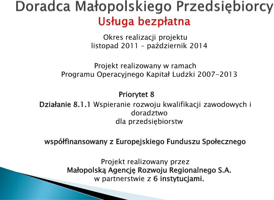 Priorytet 8 Działanie 8.1.