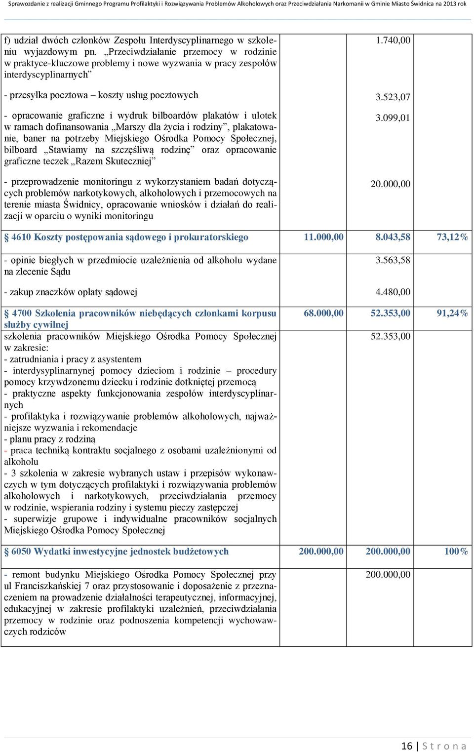 bilboardów plakatów i ulotek w ramach dofinansowania Marszy dla życia i rodziny, plakatowanie, baner na potrzeby Miejskiego Ośrodka Pomocy Społecznej, bilboard Stawiamy na szczęśliwą rodzinę oraz