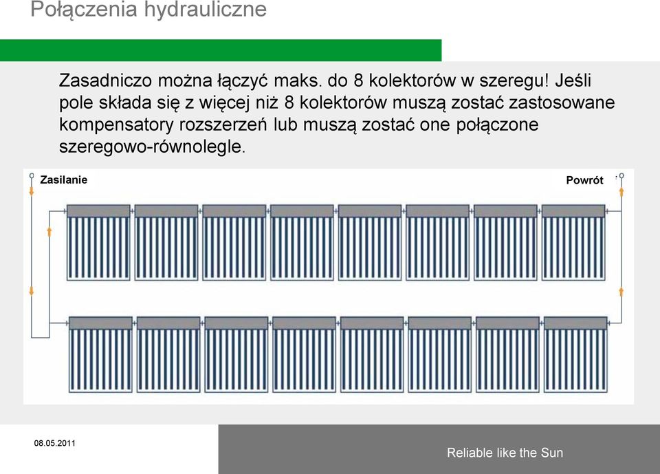 Jeśli pole składa się z więcej niż 8 kolektorów muszą zostać