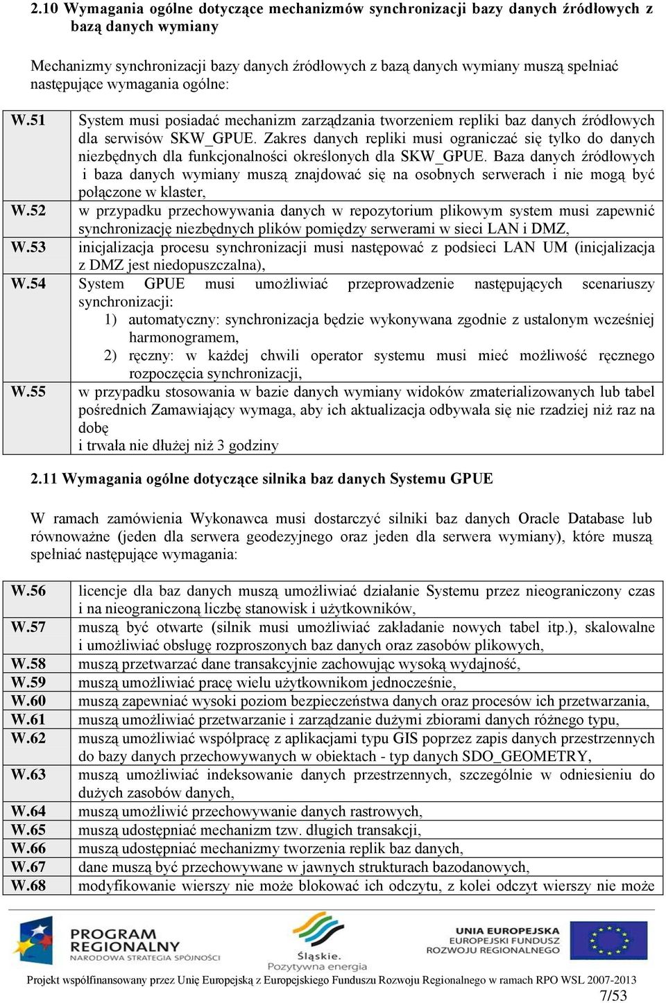 Zakres danych repliki musi ograniczać się tylko do danych niezbędnych dla funkcjonalności określonych dla SKW_GPUE.
