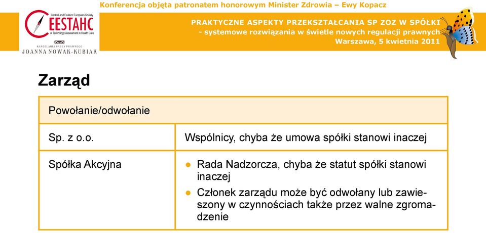 stanowi inaczej Spółka Akcyjna Rada Nadzorcza, chyba że statut