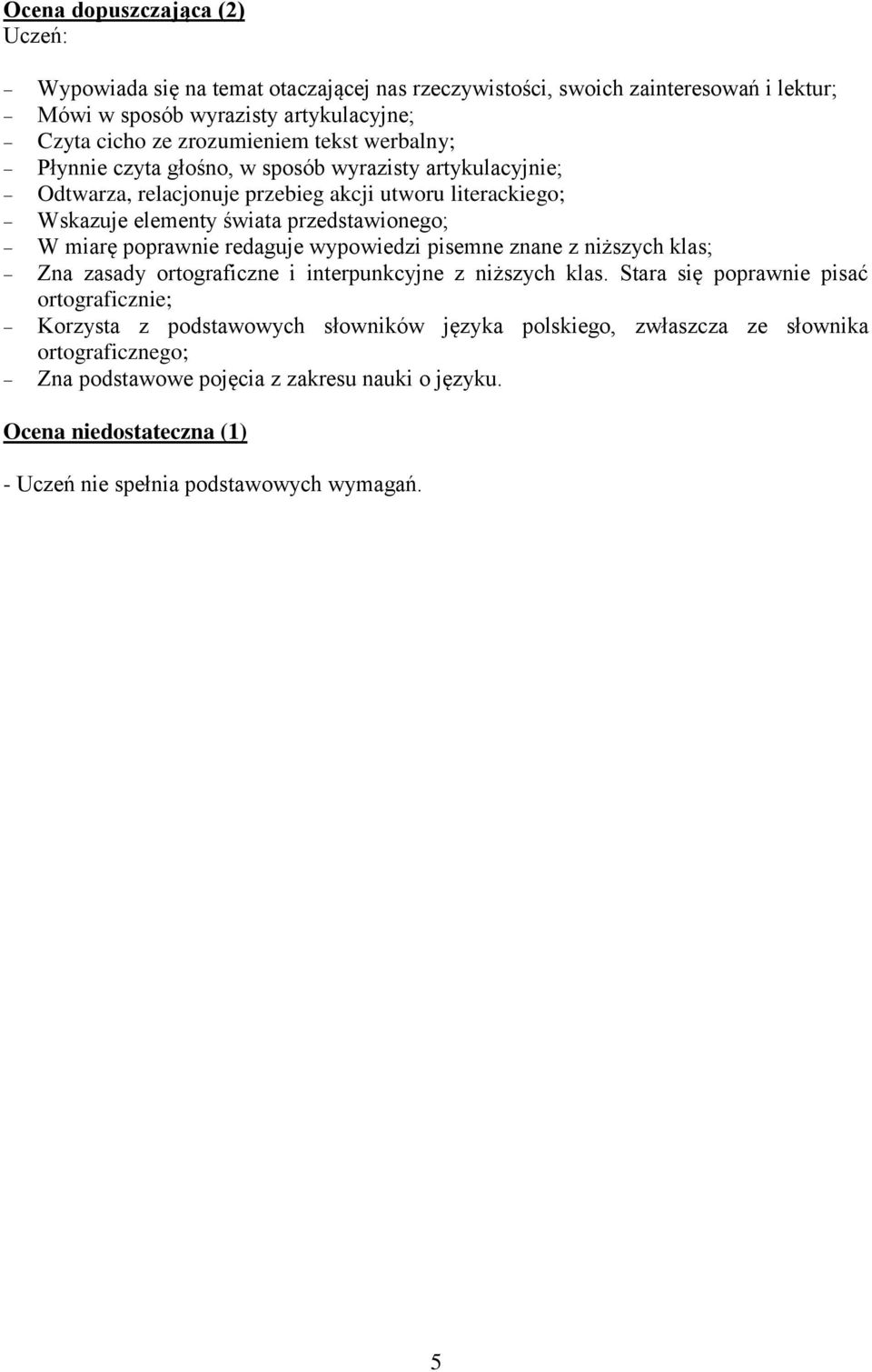 poprawnie redaguje wypowiedzi pisemne znane z niższych klas; Zna zasady ortograficzne i interpunkcyjne z niższych klas.