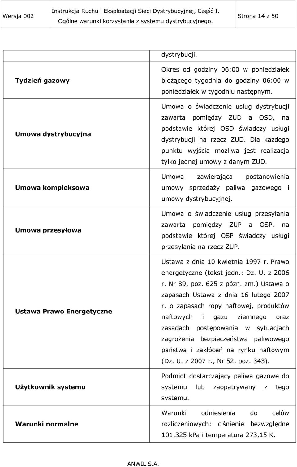 06:00 w poniedziałek w tygodniu następnym. Umowa o świadczenie usług dystrybucji zawarta pomiędzy ZUD a OSD, na podstawie której OSD świadczy usługi dystrybucji na rzecz ZUD.