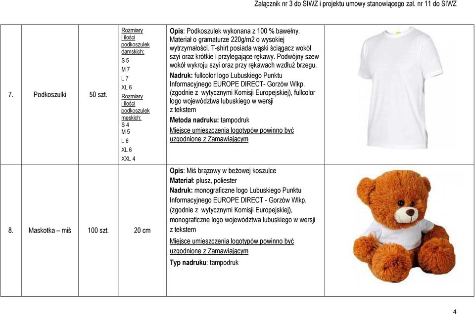 Podkoszulek wykonana z 100 % bawełny. Materiał o gramaturze 220g/m2 o wysokiej wytrzymałości.