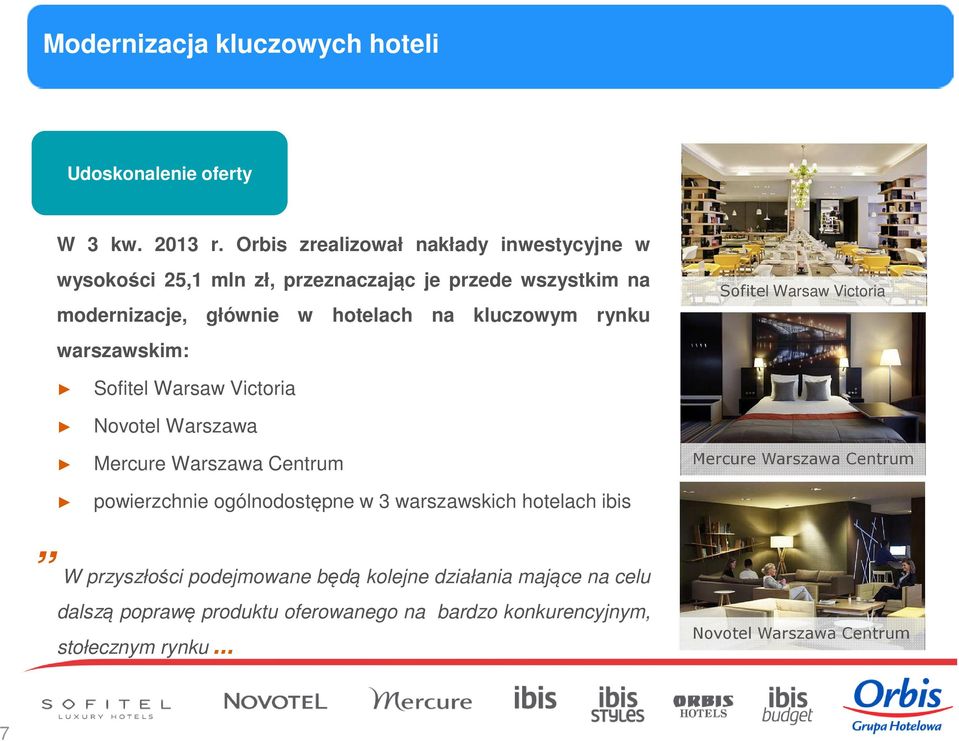 kluczowym rynku warszawskim: Sofitel Warsaw Victoria Sofitel Warsaw Victoria Novotel Warszawa Mercure Warszawa Centrum Mercure Warszawa Centrum