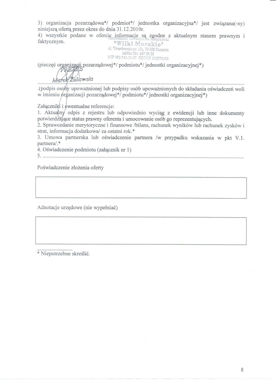 Qj~pozarzadowej*I podmiotu* I jednostki organizacyjnej *).