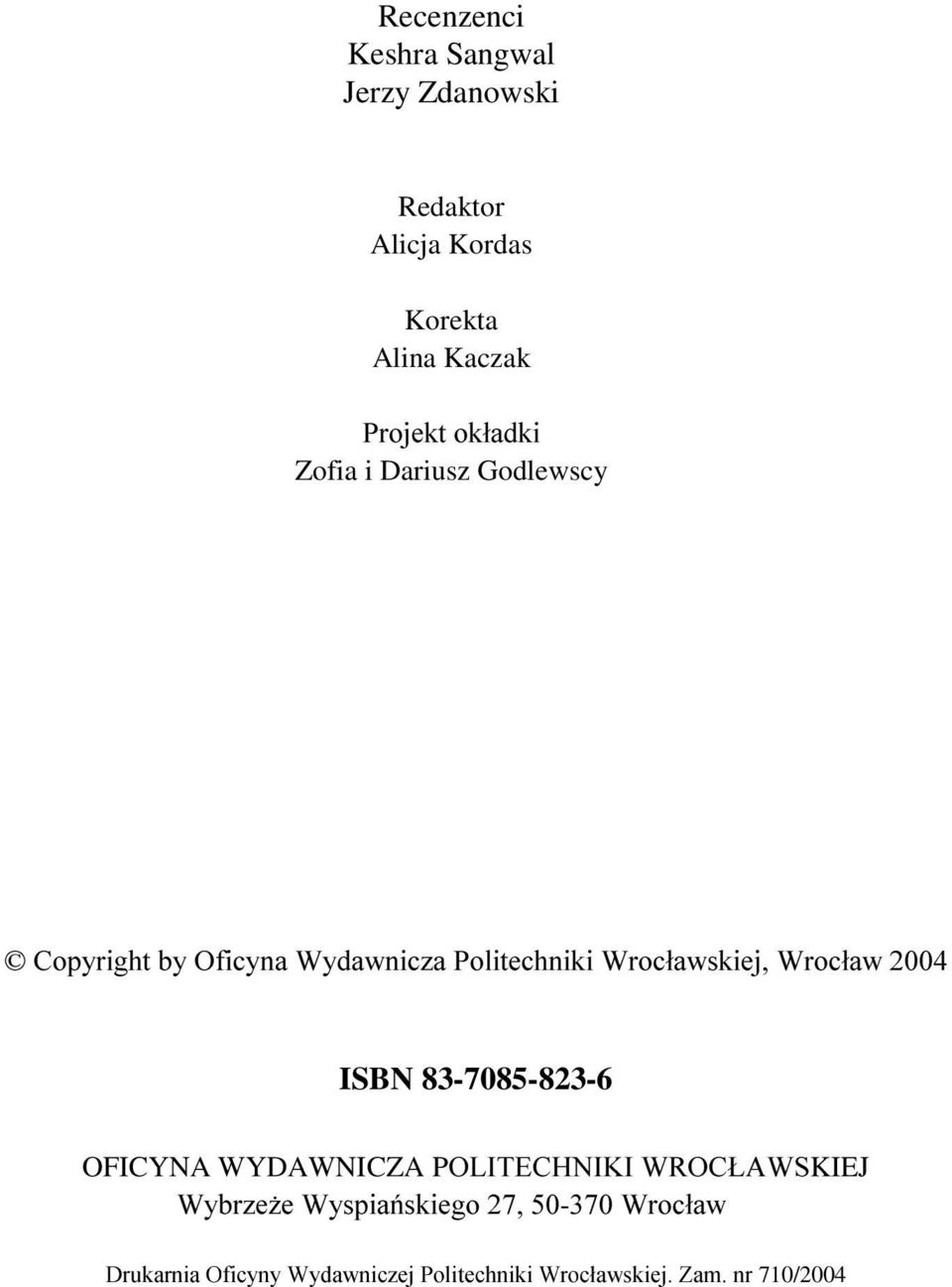 :URFáDZVNLHM :URFáDZ ISBN 83-7085-823-6 OFICYNA WYDAWNICZA P2/,7(&+1,.