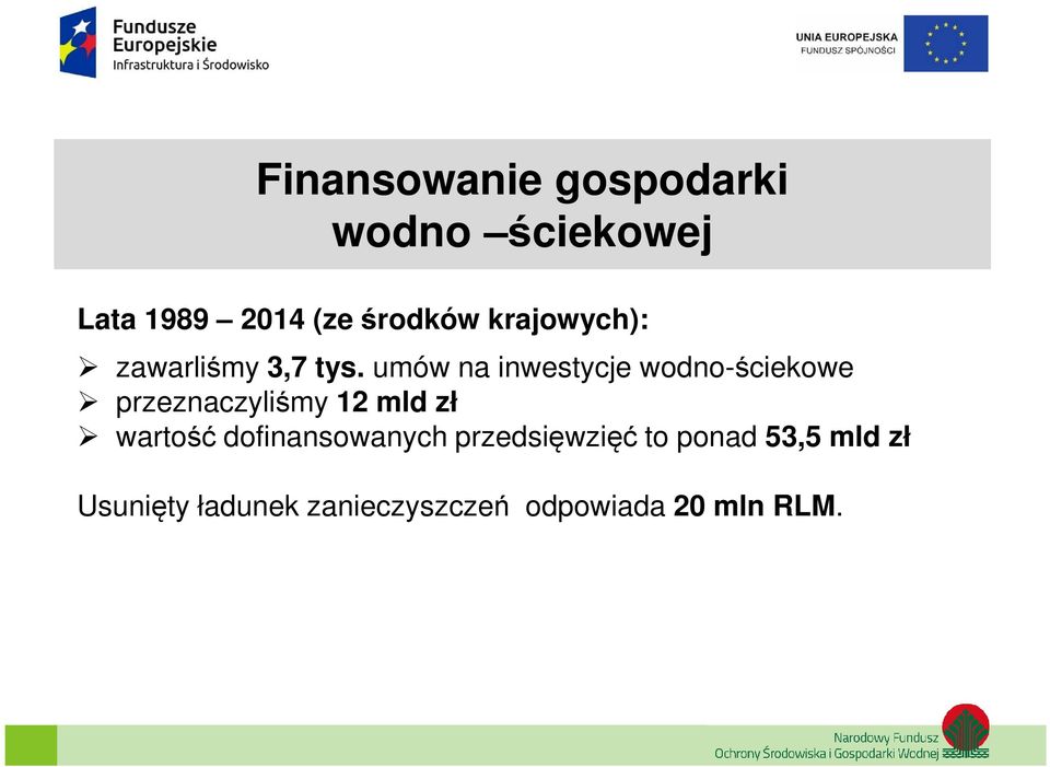 umów na inwestycje wodno-ściekowe przeznaczyliśmy 12 mld zł wartość