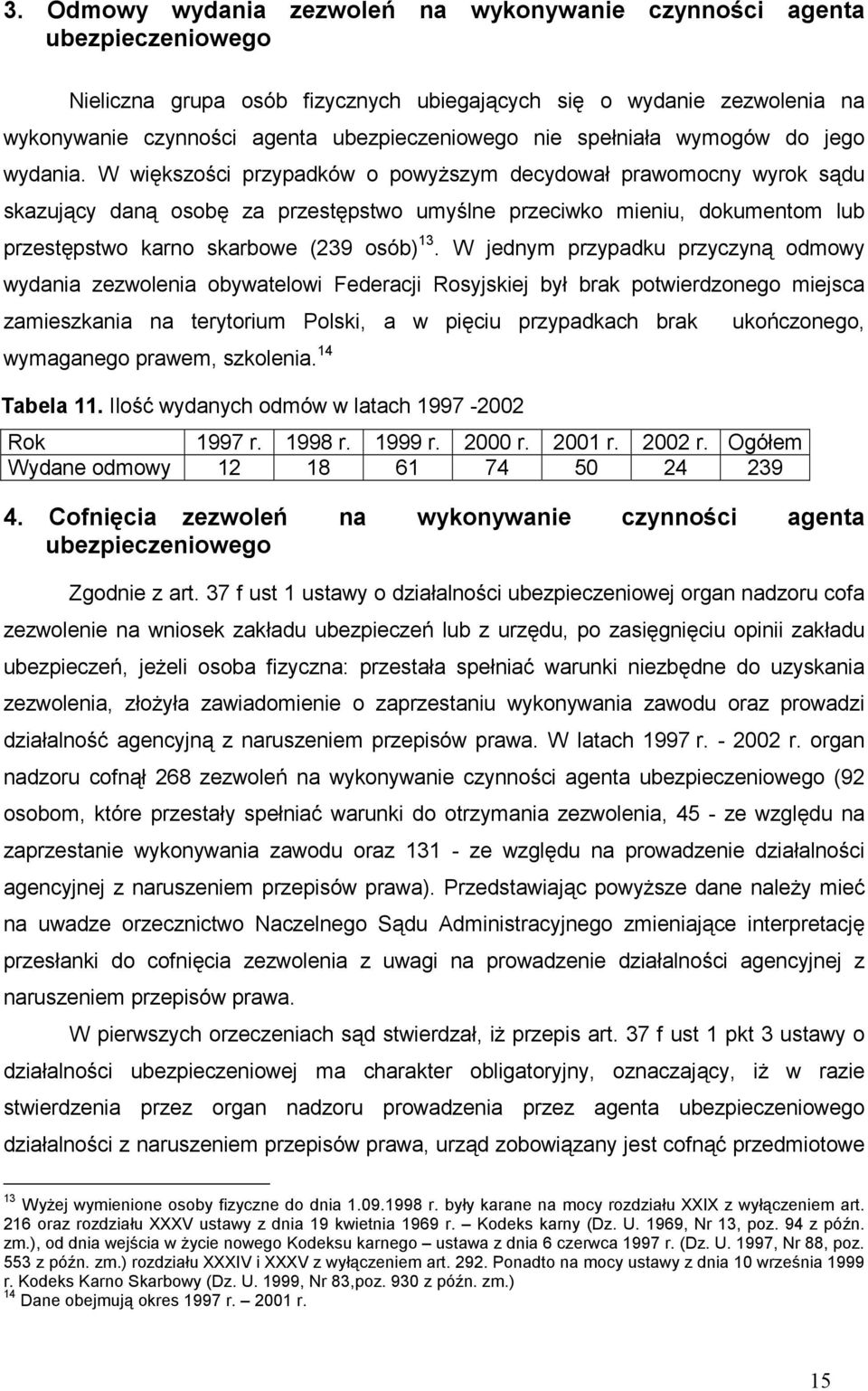 W większości przypadków o powyższym decydował prawomocny wyrok sądu skazujący daną osobę za przestępstwo umyślne przeciwko mieniu, dokumentom lub przestępstwo karno skarbowe (239 osób) 13.