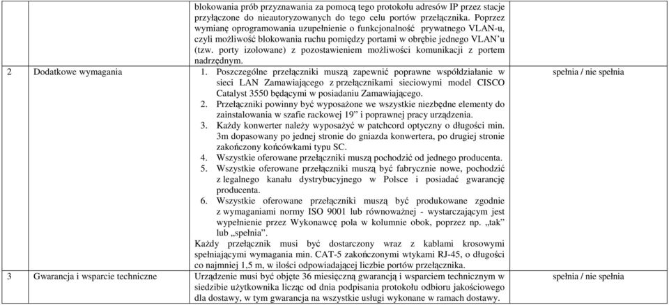 porty izolowane) z pozostawieniem moŝliwości komunikacji z portem nadrzędnym. 2 Dodatkowe wymagania 1.