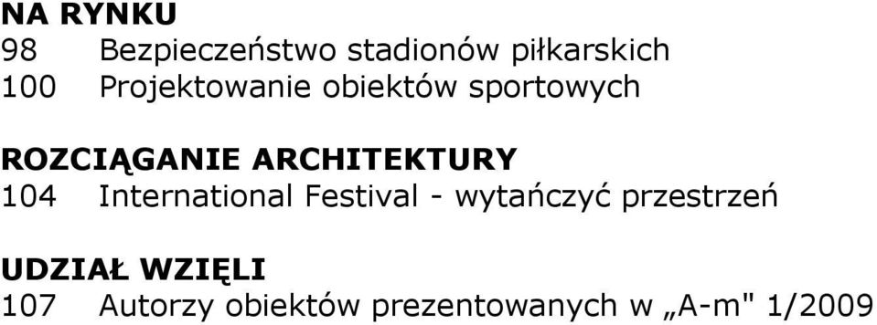 ARCHITEKTURY 104 International Festival - wytańczyć