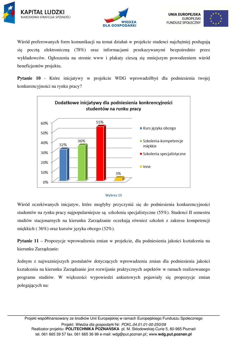 Pytanie 10 - Które inicjatywy w projekcie WDG wprowadziłbyś dla podniesienia twojej konkurencyjności na rynku pracy?