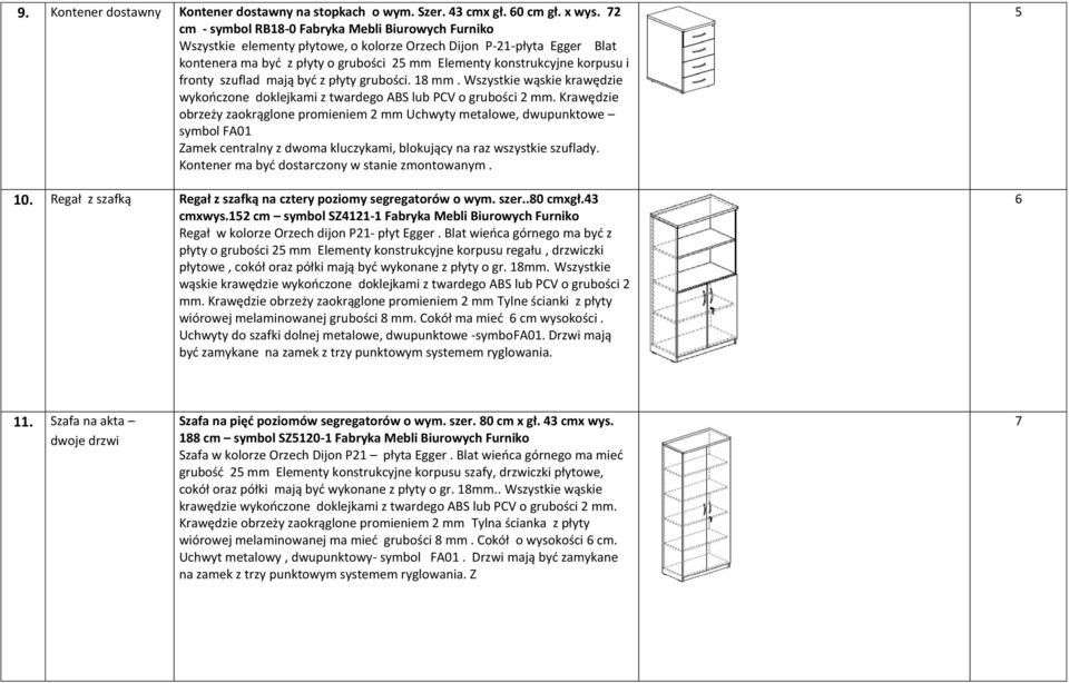 i fronty szuflad mają być z płyty grubości. 18 mm.