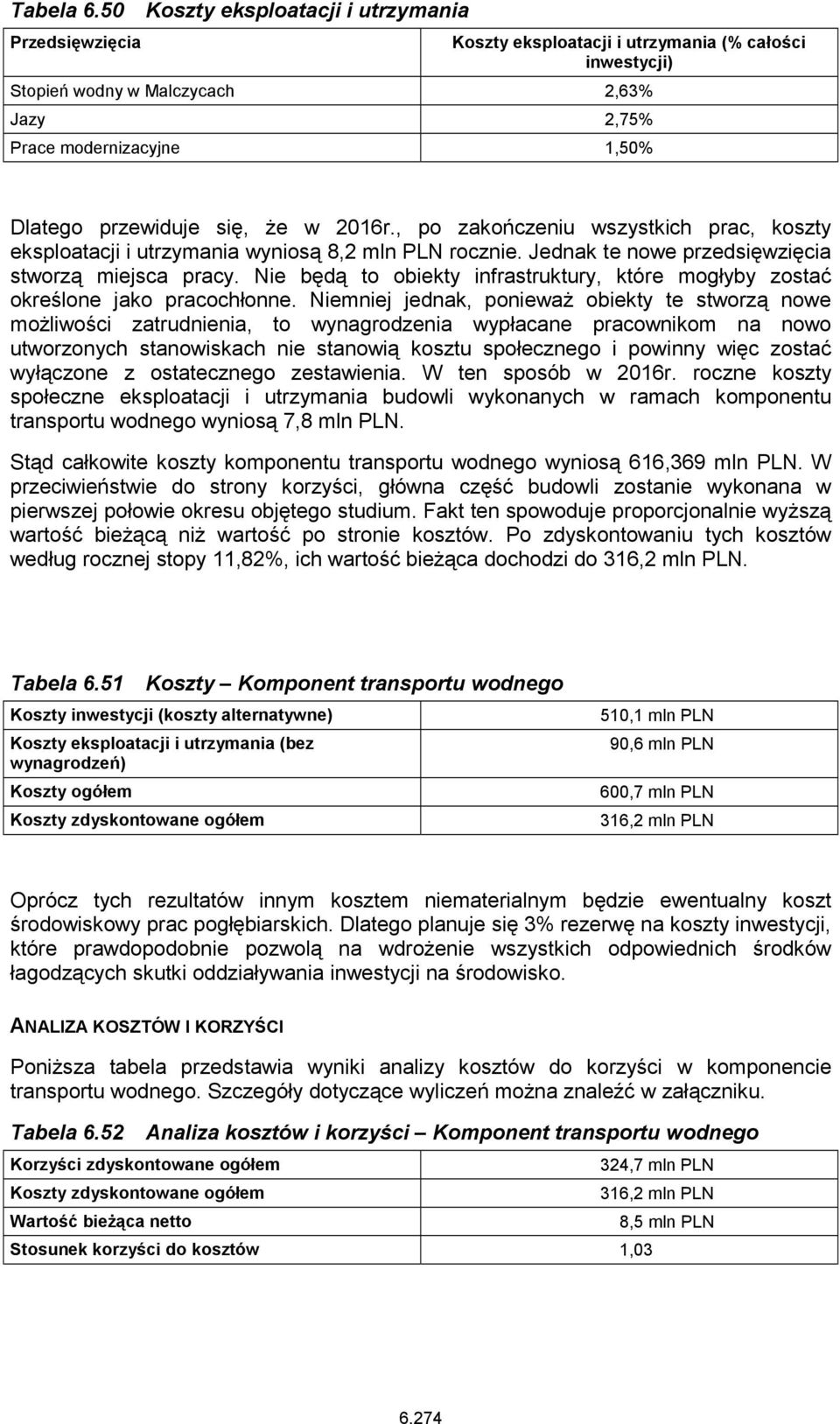 się, że w 2016r., po zakończeniu wszystkich prac, koszty eksploatacji i utrzymania wyniosą 8,2 mln PLN rocznie. Jednak te nowe przedsięwzięcia stworzą miejsca pracy.