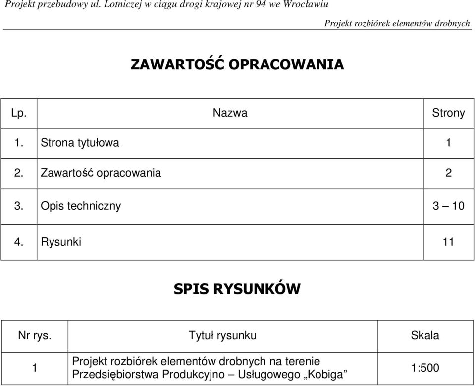 Nazwa Strony 1. Strona tytułowa 1 2. Zawartość opracowania 2 3.