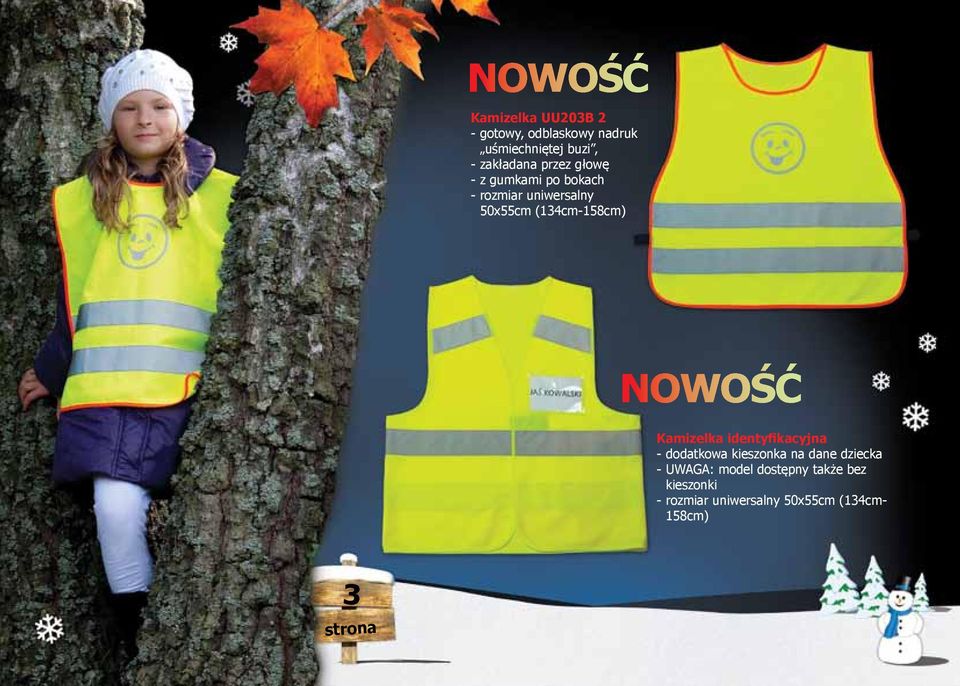(134cm-158cm) NOWOŚĆ Kamizelka identyfikacyjna --dodatkowa kieszonka na dane