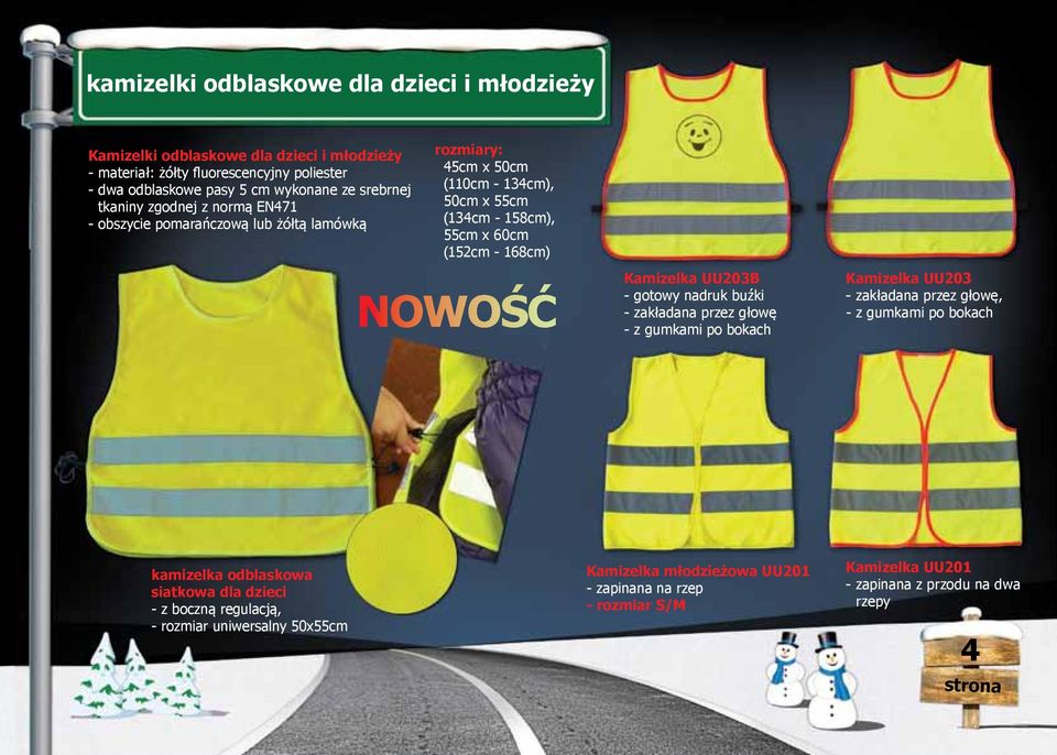 NOWOŚĆ Kamizelka UU203B --gotowy nadruk buźki --zakładana przez głowę --z gumkami po bokach Kamizelka UU203 --zakładana przez głowę, --z gumkami po bokach kamizelka odblaskowa