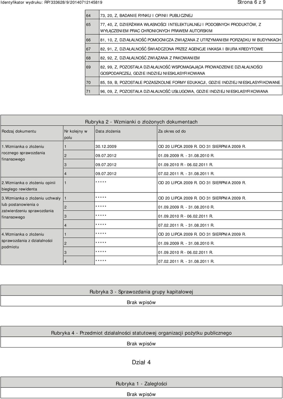 99, Z, POZOSTAŁA DZIAŁALNOŚĆ WSPOMAGAJĄCA PROWADZENIE DZIAŁALNOŚCI GOSPODARCZEJ, GDZIE INDZIEJ NIESKLASYFIKOWANA 70 85, 59, B, POZOSTAŁE POZASZKOLNE FORMY EDUKACJI, GDZIE INDZIEJ NIESKLASYFIKOWANE 71