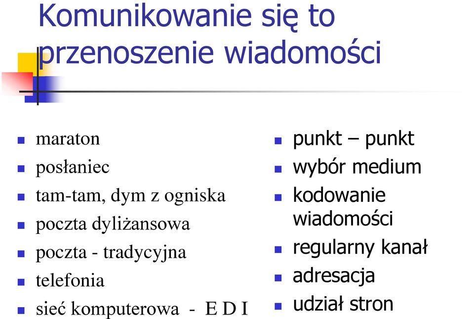 tradycyjna telefonia sieć komputerowa - E D I punkt punkt