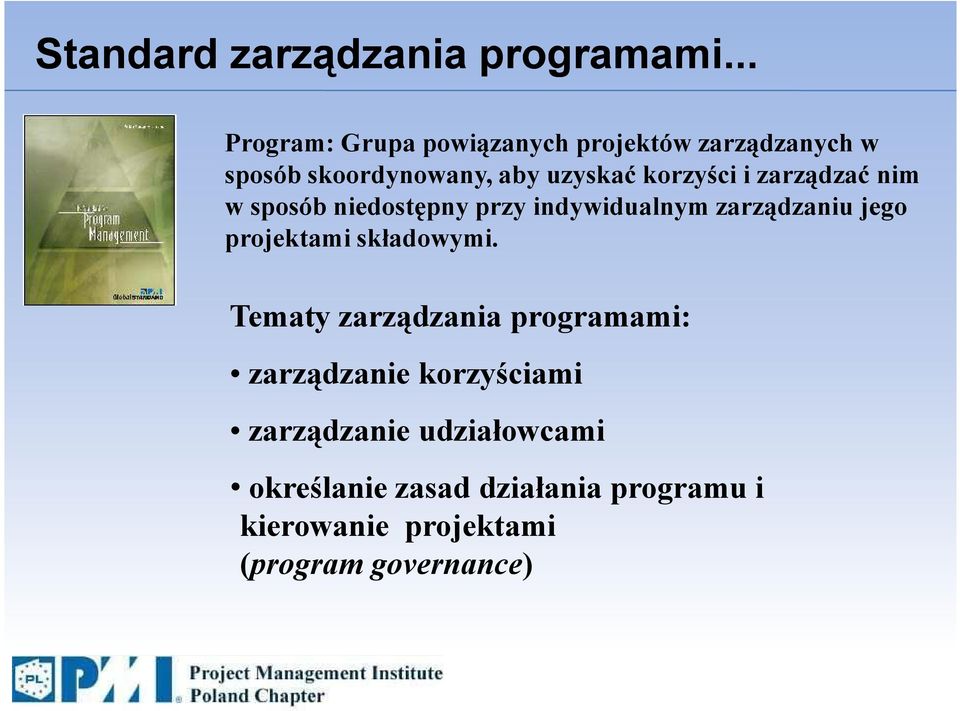 korzyści i zarządzać nim w sposób niedostępny przy indywidualnym zarządzaniu jego projektami