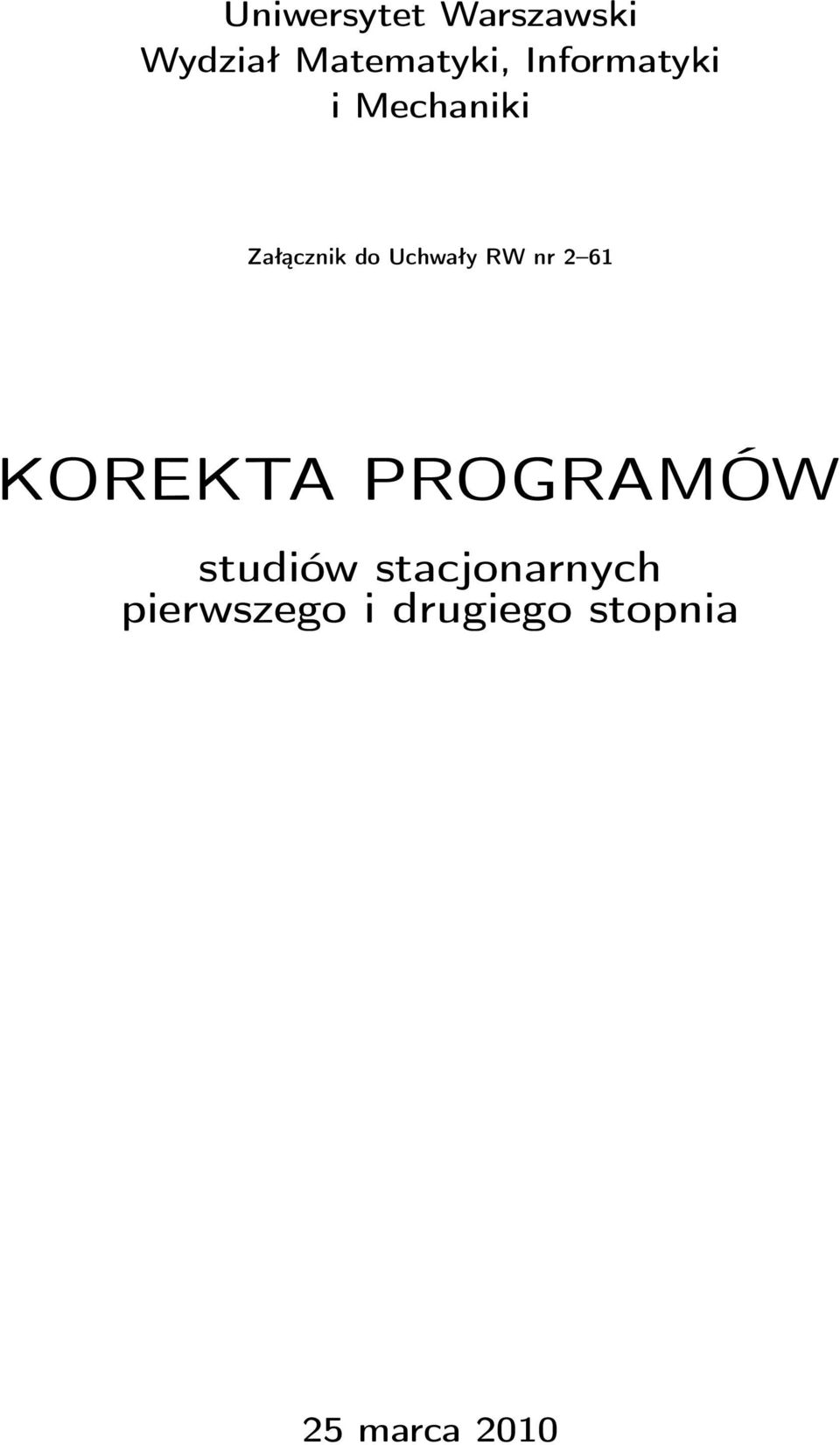 RW nr 2 61 KOREKTA PROGRAMÓW studiów
