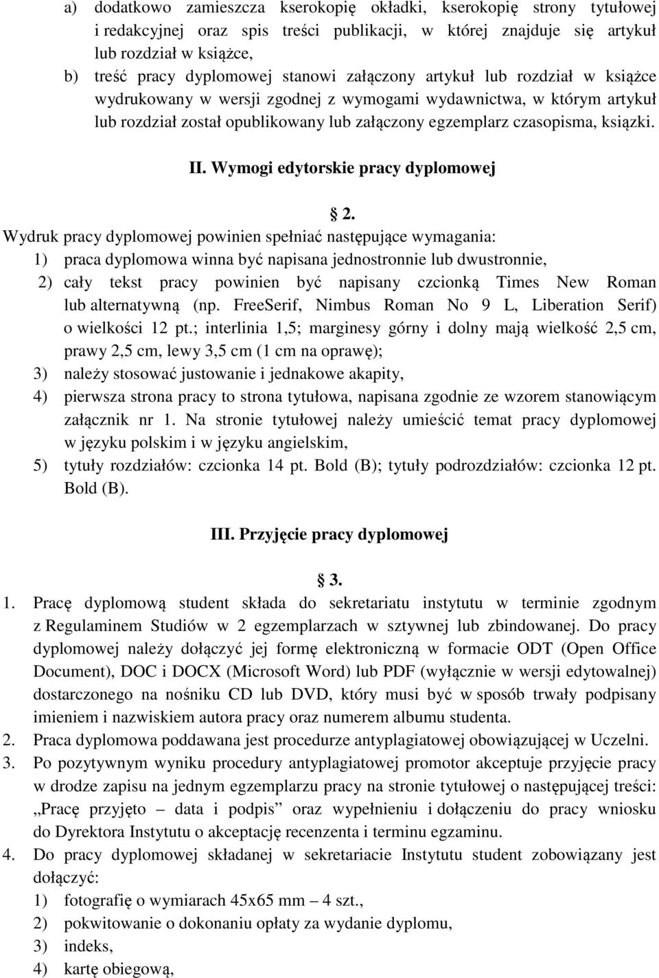 II. Wymogi edytorskie pracy dyplomowej 2.