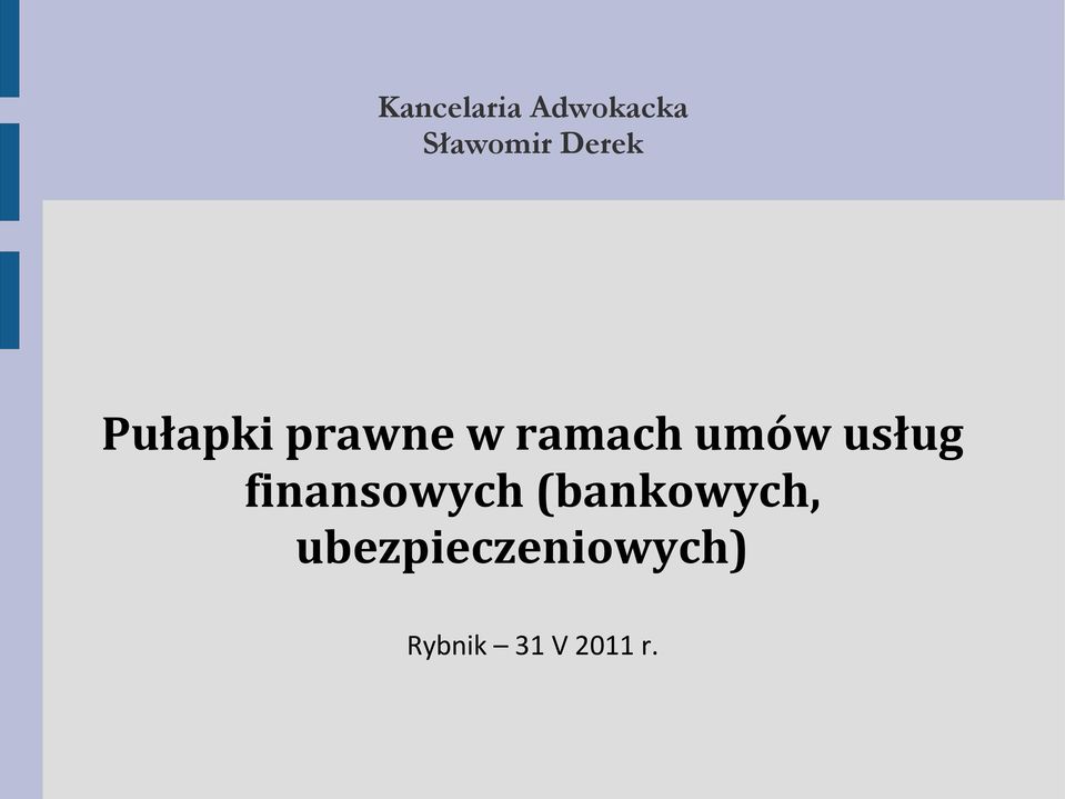 umów usług finansowych