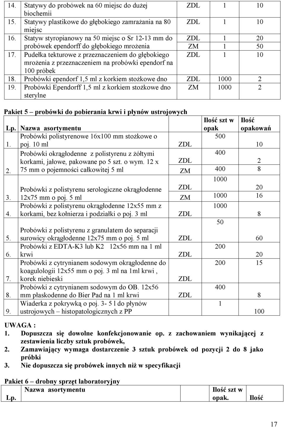 Pudełka tekturowe z przeznaczeniem do głębokiego ZDL 1 10 mrożenia z przeznaczeniem na probówki ependorf na 100 próbek 18. Probówki ependorf 1,5 ml z korkiem stożkowe dno ZDL 1000 2 19.