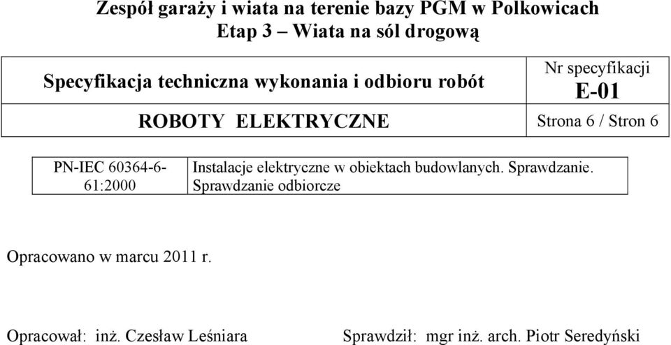 Sprawdzanie odbiorcze Opracowano w marcu 2011 r.