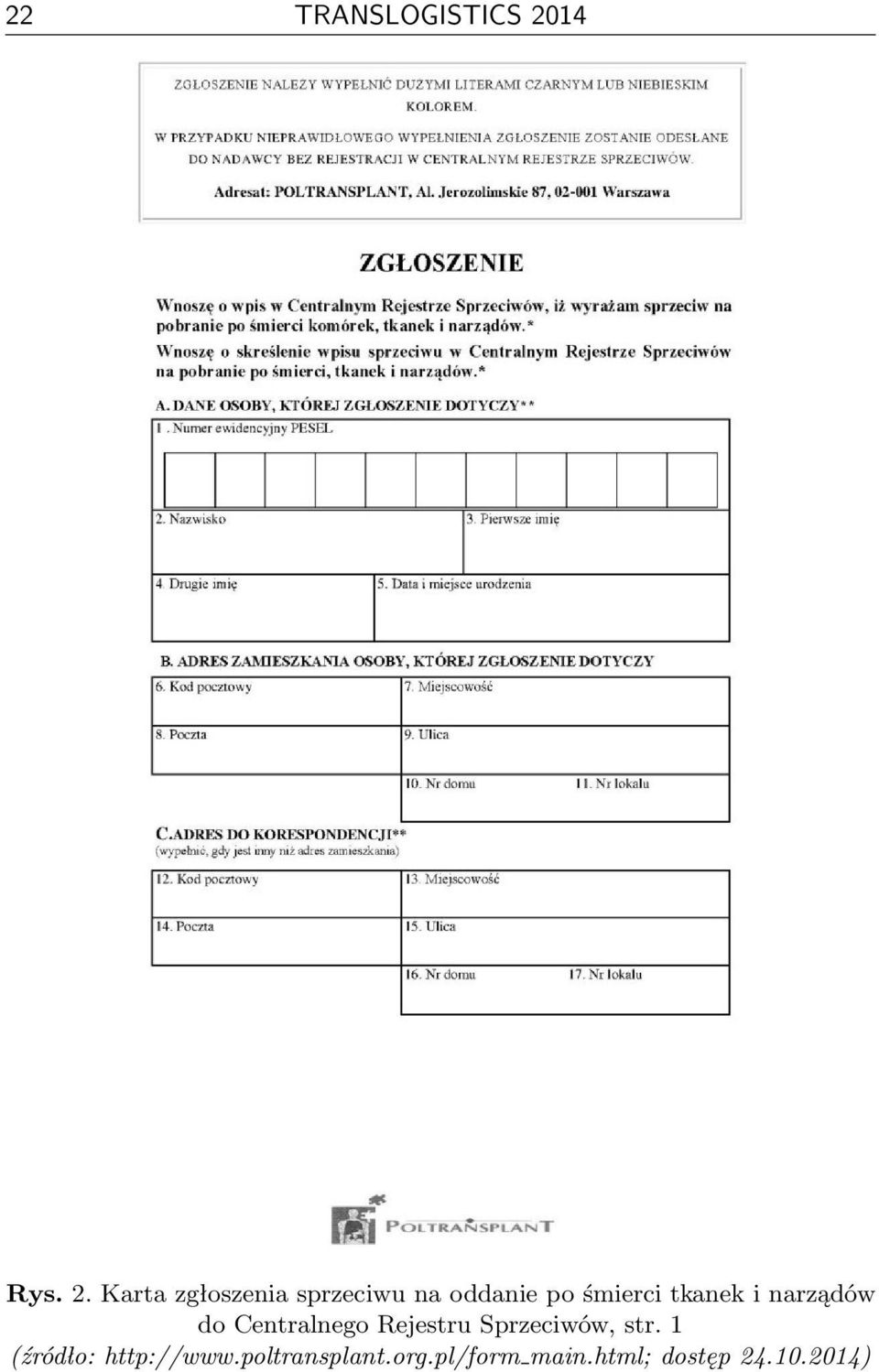 Karta zgłoszenia sprzeciwu na oddanie po śmierci