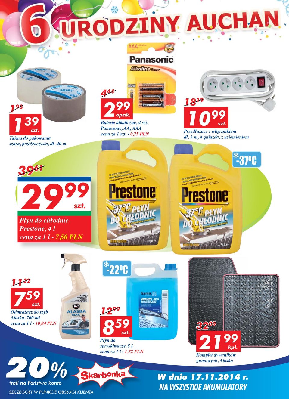 Baterie alkaliczne, 4 Panasonic, AA, AAA cena za 1-0,75 PLN 18 19 10 99 Przedłużacz z włącznikiem dł.