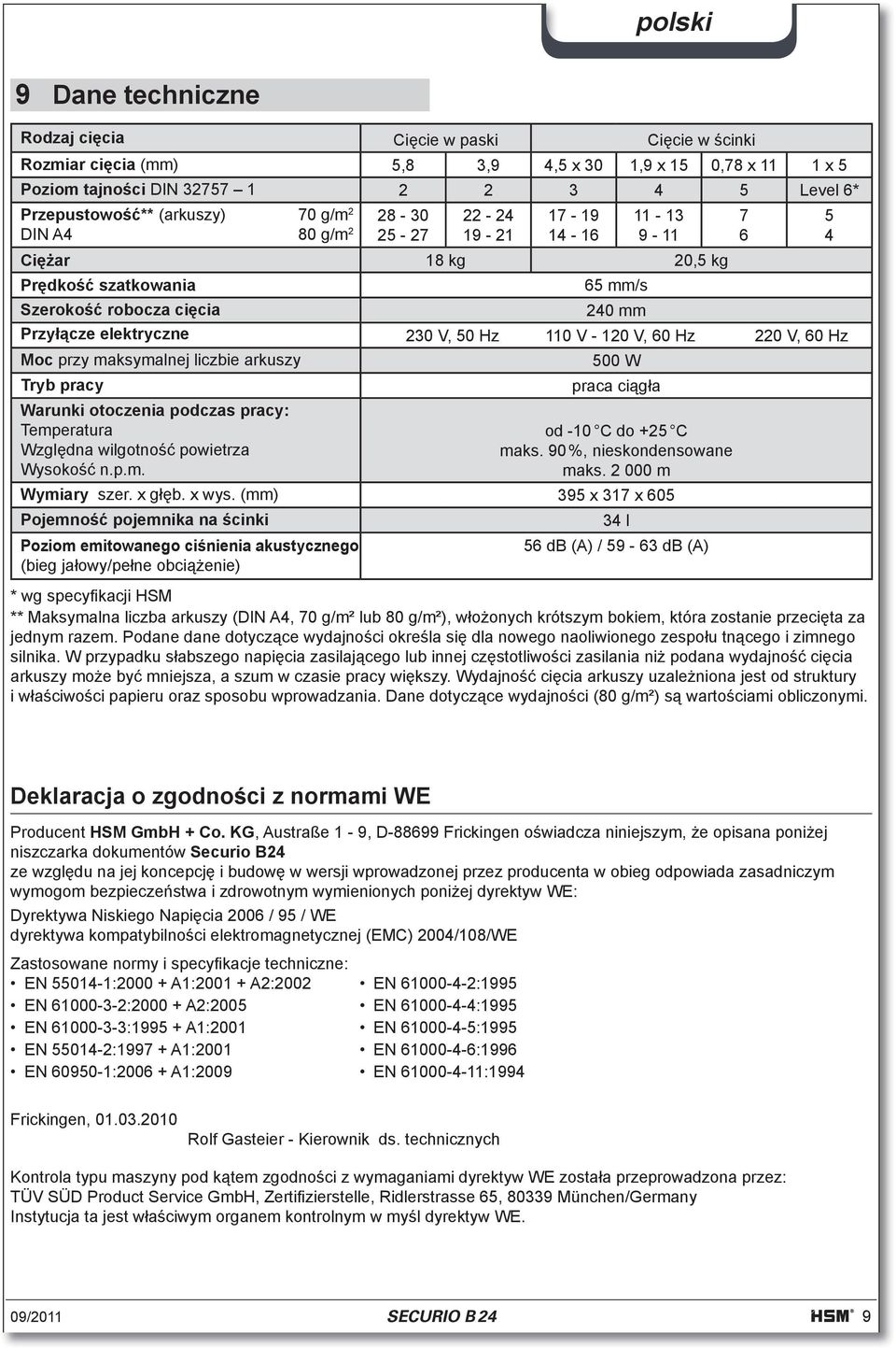 Hz 220 V, 60 Hz Moc przy maksymalnej liczbie arkuszy Tryb pracy Warunki otoczenia podczas pracy: Temperatura Wzgl dna wilgotno powietrza Wysoko n.p.m. 500 W praca ci g a od -10 C do +25 C maks.