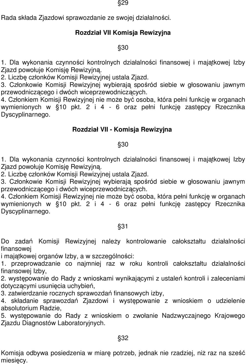 Członkowie Komisji Rewizyjnej wybierają spośród siebie w głosowaniu jawnym przewodniczącego i dwóch wiceprzewodniczących. 4.