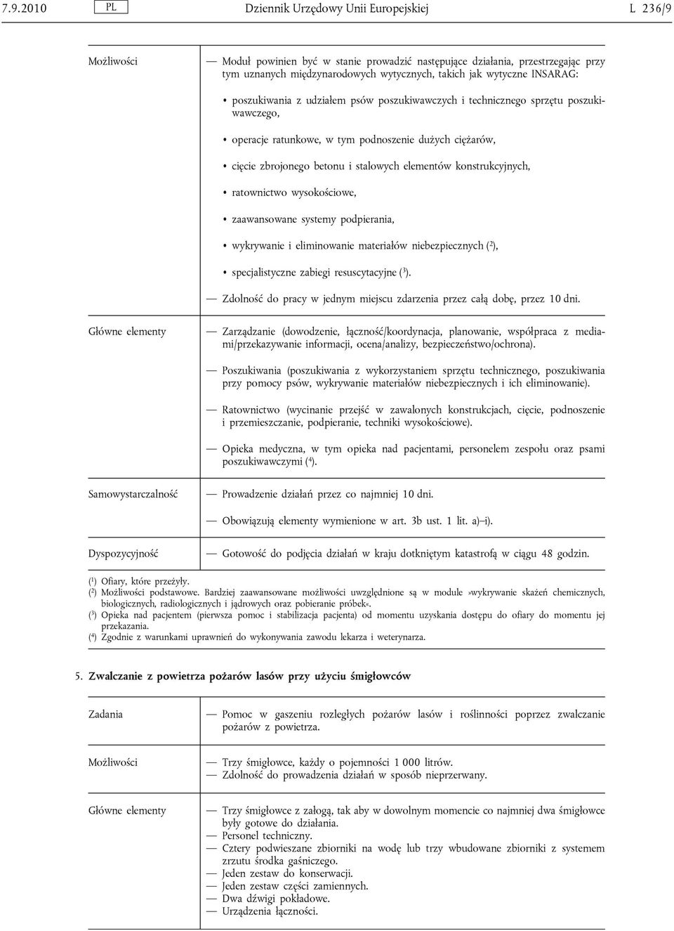 konstrukcyjnych, ratownictwo wysokościowe, zaawansowane systemy podpierania, wykrywanie i eliminowanie materiałów niebezpiecznych ( 2 ), specjalistyczne zabiegi resuscytacyjne ( 3 ).