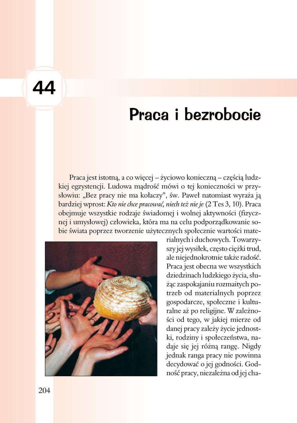 Praca obejmuje wszystkie rodzaje świadomej i wolnej aktywności (fizycznej i umysłowej) człowieka, która ma na celu podporządkowanie sobie świata poprzez tworzenie użytecznych społecznie wartości