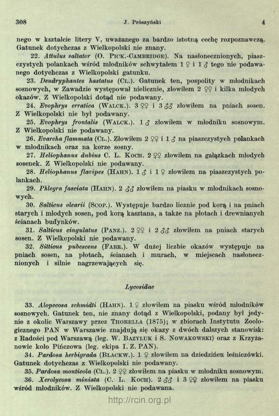 G atunek ten, pospolity w młodnikach sosnowych, w Zawadzie występował nielicznie, złowiłem 2 $$ i kilka młodych okazów. Z W ielkopolski d o tąd nie podaw any. 24. Evophrys erratica (W alck.).