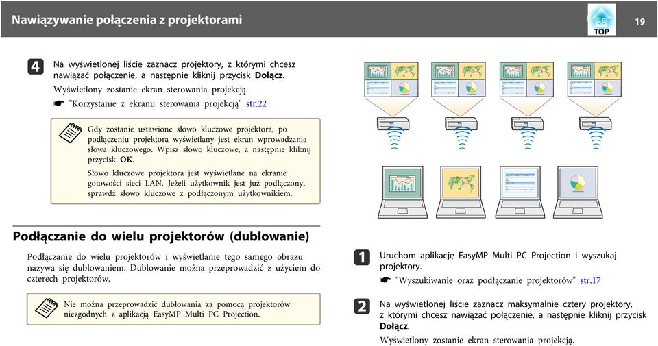 Wpisz słowo kluczowe, nstępnie kliknij przycisk OK. Słowo kluczowe projektor jest wyświetlne n ekrnie gotowości sieci LAN.