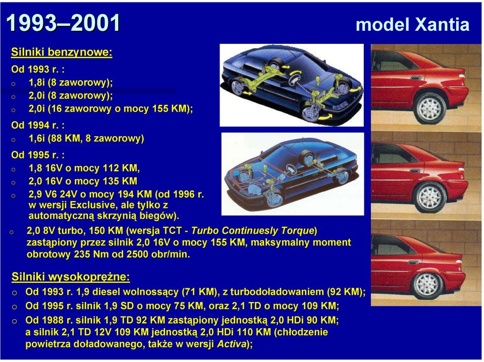 2,0 8V turb,, 150 KM (wersja TCT - Turb Cntinuesly Trque) zastąpiny przez silnik 2,0 16V mcy 155 KM, maksymalny mment brtwy 235 Nm d 2500 br/min. Silniki wyskprężne: Od 1993 r.