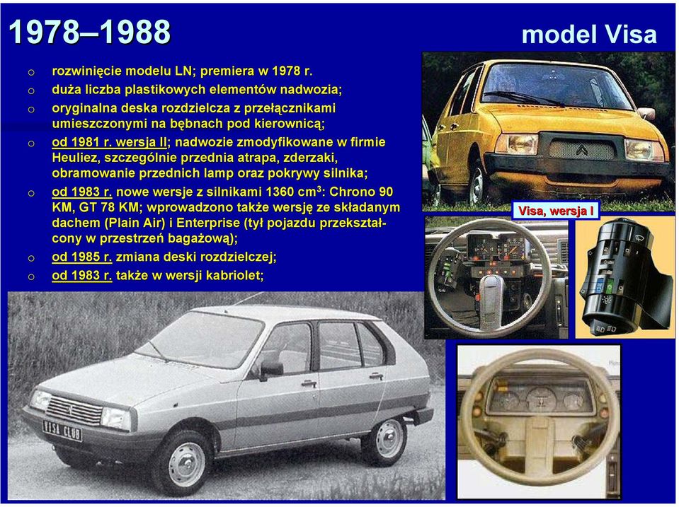 wersja II; ; nadwzie zmdyfikwane w firmie Heuliez,, szczególnie przednia atrapa, zderzaki, bramwanie przednich lamp raz pkrywy silnika; d 1983 r.