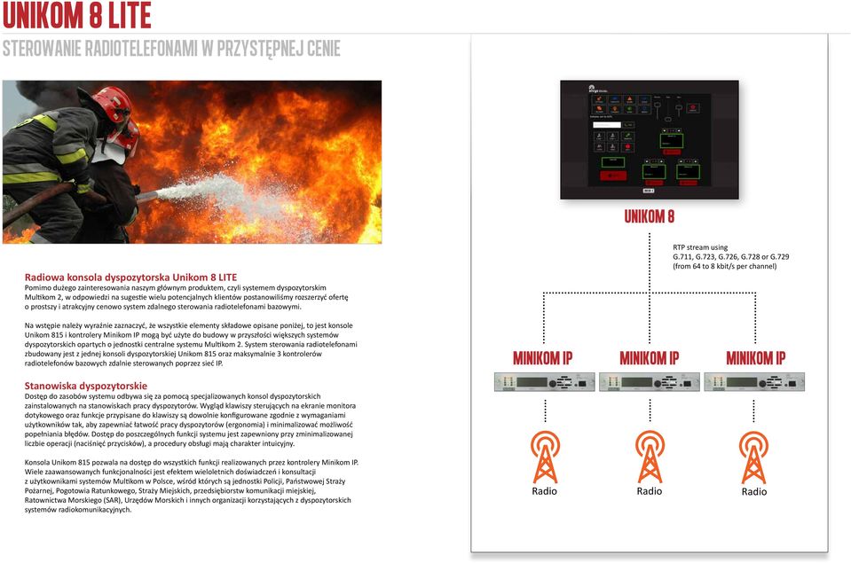 Na wstępie należy wyraźnie zaznaczyć, że wszystkie elementy składowe opisane poniżej, to jest konsole Unikom 815 i kontrolery Minikom IP mogą być użyte do budowy w przyszłości większych systemów