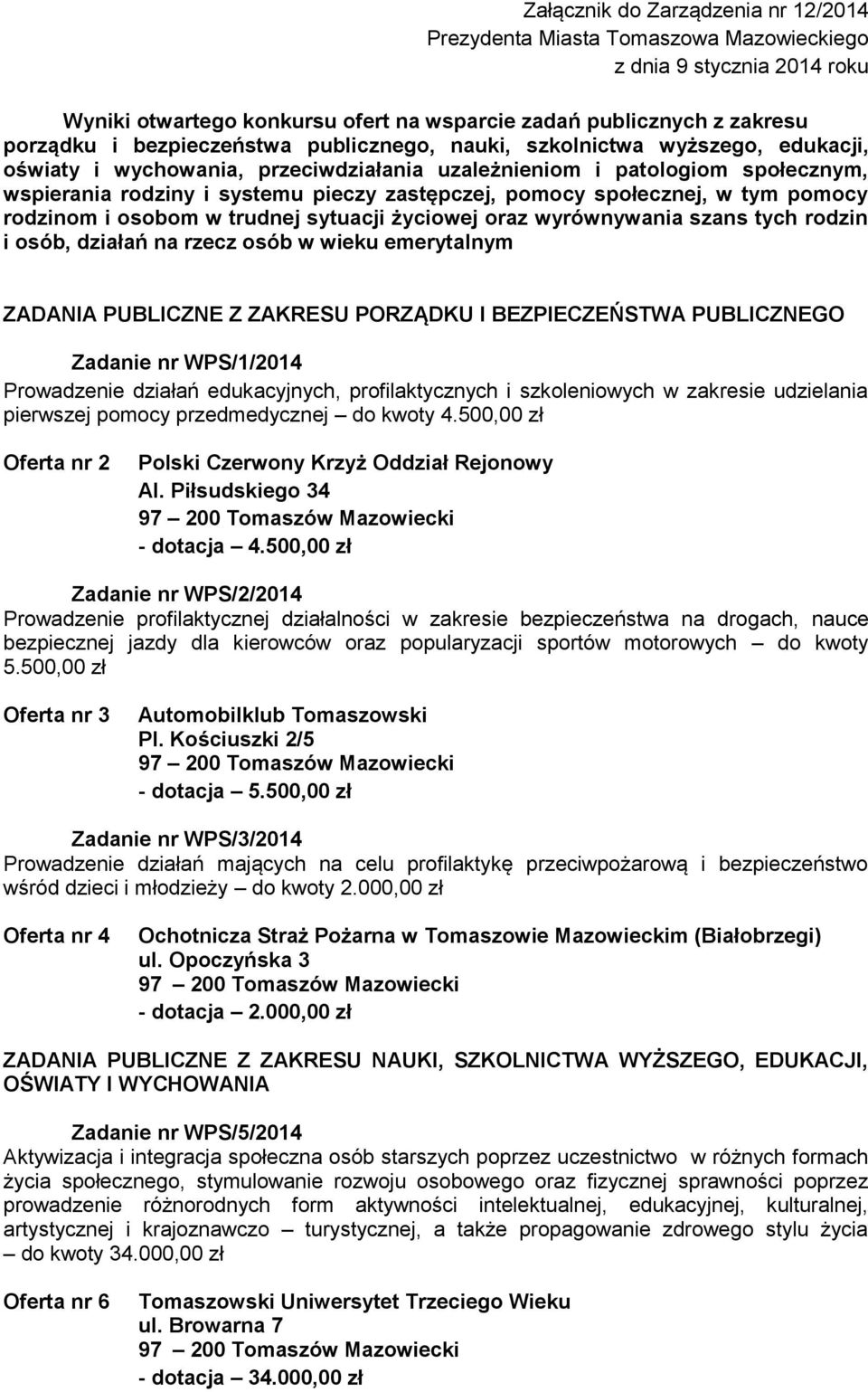 społecznej, w tym pomocy rodzinom i osobom w trudnej sytuacji życiowej oraz wyrównywania szans tych rodzin i osób, działań na rzecz osób w wieku emerytalnym ZADANIA PUBLICZNE Z ZAKRESU PORZĄDKU I